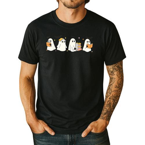 Ghosts Reading Books Library Halloween Teacher Men Women Kid Men's Casual T-Shirt - teacherstshirts.com AU