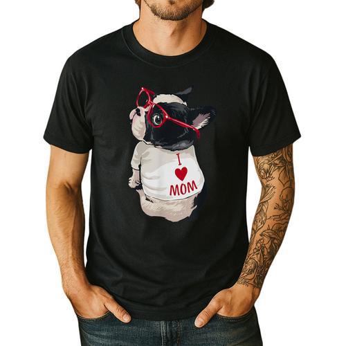 Girls I Heart Mom Love Mama Boston Terrier Dog Lover Men's Casual T-Shirt - Bostonterriersmerch.com