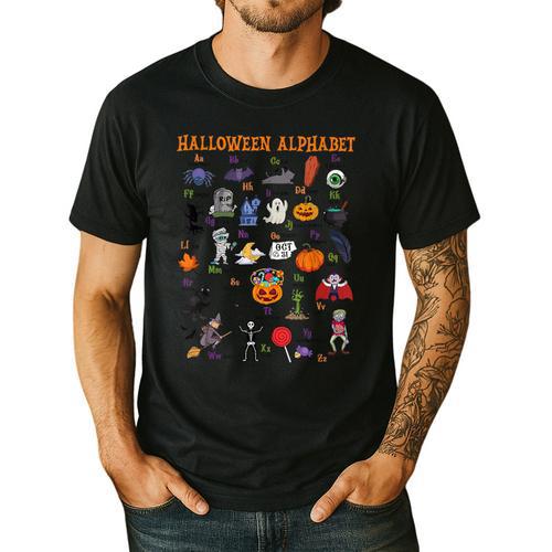 Halloween Alphabet ABCs Learning Kindergarten Teacher Men's Casual T-Shirt - teacherstshirts.com