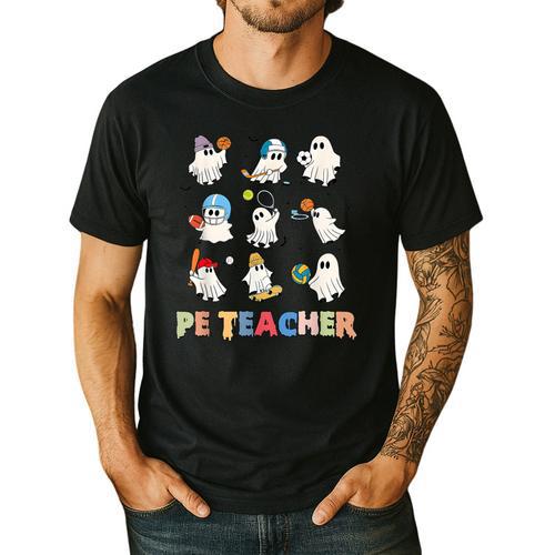 Halloween PE Teacher Spooky Physical Education Teacher Men's Casual T-Shirt - teacherstshirts.com CA