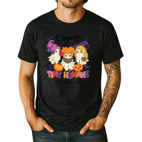 Halloween Teacher Smell a Tiny Human Ghost Spooky Season Men's Casual T-Shirt - teacherstshirts.com UK