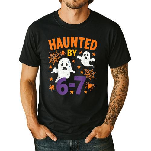 Haunted 67 Ghost Math Teacher Halloween Costume Math Pun Men's Casual T-Shirt - teacherstshirts.com AU