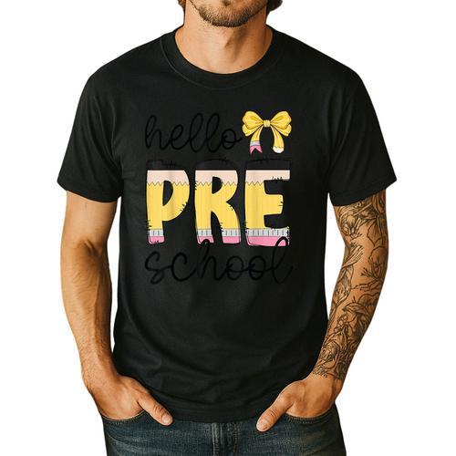 Hello Pre-K Preschool Back To School First Day Teacher Kids Men's Casual T-Shirt - teacherstshirts.com DE
