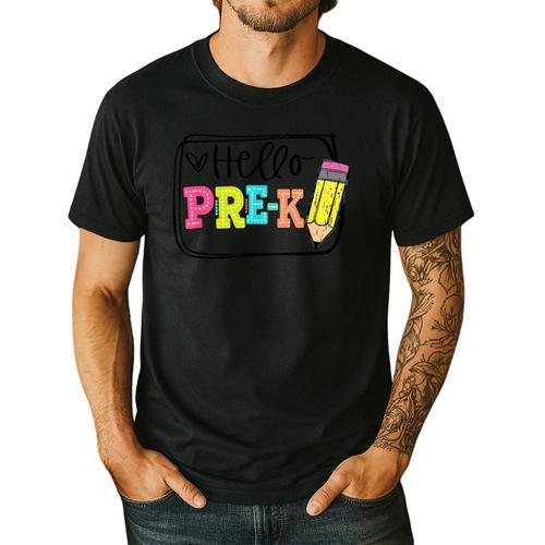 Hello Pre-K Team Preschool Teacher Kids Back To School Men's Casual T-Shirt - teacherstshirts.com DE