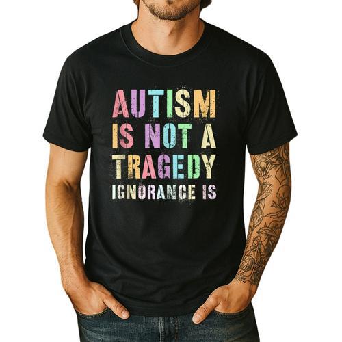 Kids AUTISM IS NOT A TRAGEDY IGNORANCE IS Proud Teacher Crew Men's Casual T-Shirt - teacherstshirts.com