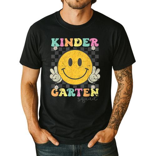 Kindergarten Squad Smile Face Teachers Kids Back To School Men's Casual T-Shirt - teacherstshirts.com AU