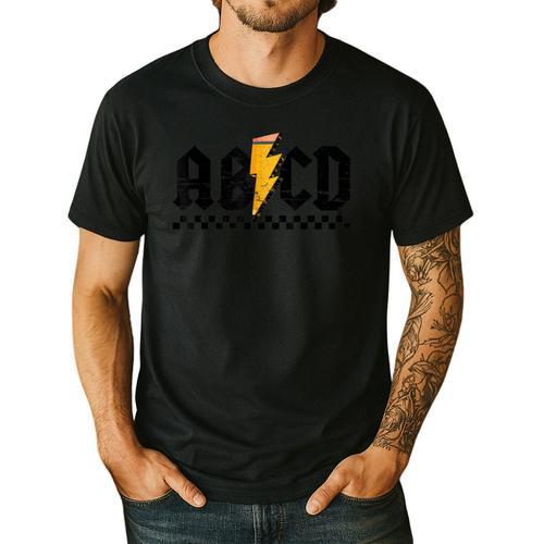 Lightning Pencil Rock'n Roll ABCD Teacher Back To School Kid Men's Casual T-Shirt - teacherstshirts.com CA