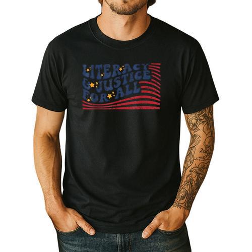 Literacy Justice For All Teacher Men's Casual T-Shirt - teacherstshirts.com AU