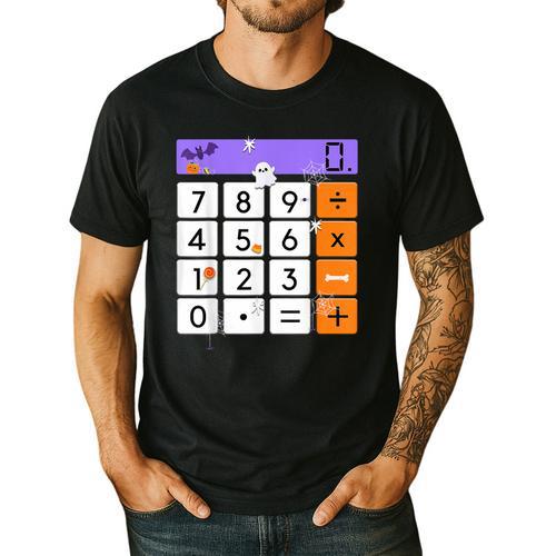Math Teacher Halloween Costume Calculator Math Pun Men's Casual T-Shirt - teacherstshirts.com AU