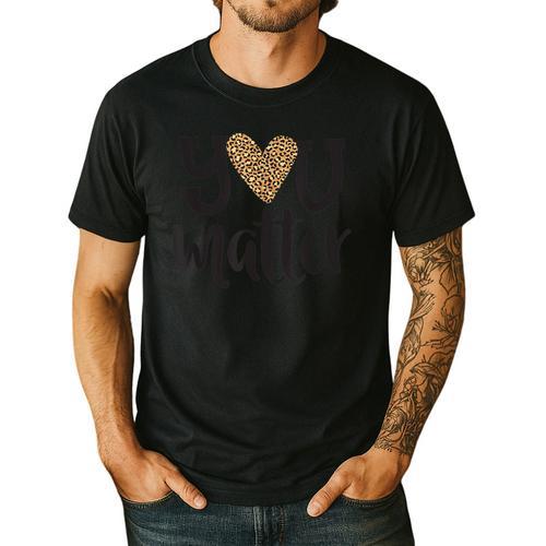 You Matter Leopard Print Teacher Kind Counselor Kindness Men's Casual T-Shirt - teacherstshirts.com AU