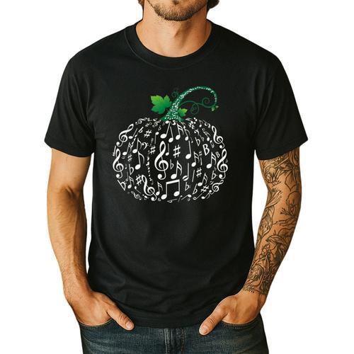 Music Notes Pumpkin Fall Music Teacher Men's Casual T-Shirt - teacherstshirts.com DE