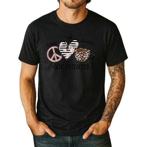 Peace Love Coffee Science Teacher Men's Casual T-Shirt - teacherstshirts.com AU