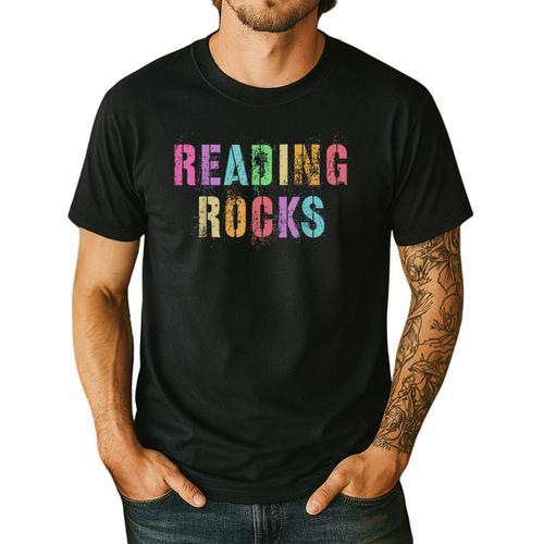 READING ROCKS English Teacher ELA ABCD Read Star Kinder Men's Casual T-Shirt - teacherstshirts.com UK