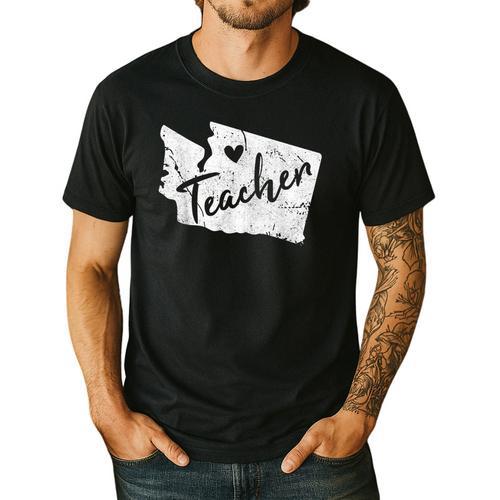 Red For Ed Washington Teacher T Shirts RedForEd Tee Shirt Men's Casual T-Shirt - teacherstshirts.com CA