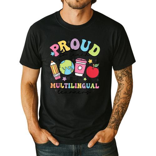 Retro Proud To Teach Multilingual Learners English Teacher Men's Casual T-Shirt - teacherstshirts.com DE