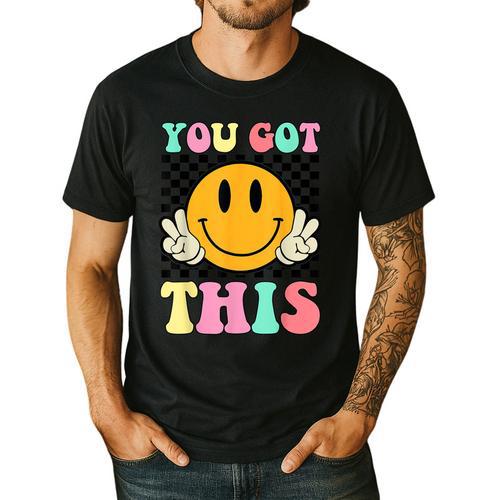 You Got This Retro Smile Motivational Testing Day Teacher Men's Casual T-Shirt - teacherstshirts.com