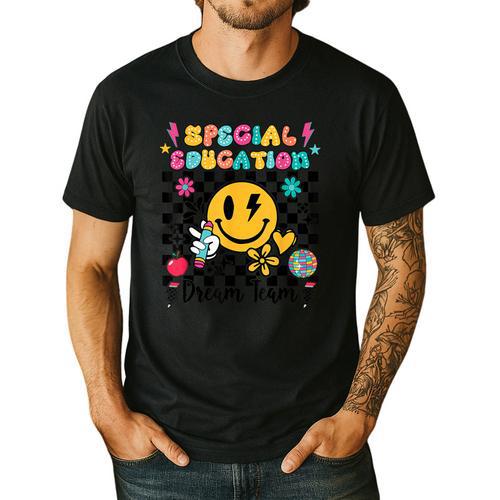 Retro Special Education Squad Groovy Dream Team Teacher Men's Casual T-Shirt - teacherstshirts.com UK