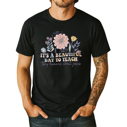 Retro I Teach Tiny Humans About Jesus Christian Teacher Men's Casual T-Shirt - teacherstshirts.com AU