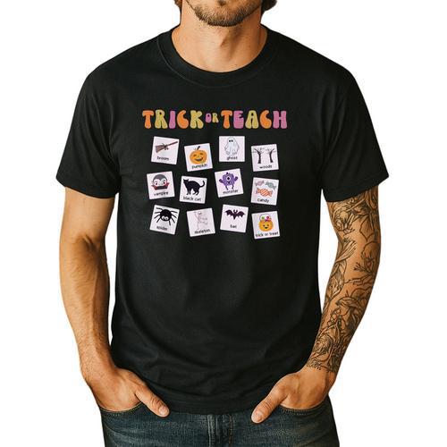 Retro Trick Or Treat Halloween Special Education Teacher Men's Casual T-Shirt - teacherstshirts.com AU