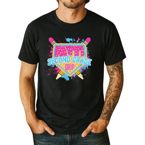 Second Grade Drip Ice Cream Home Plate Baseball Teachers Kid Men's Casual T-Shirt - teacherstshirts.com