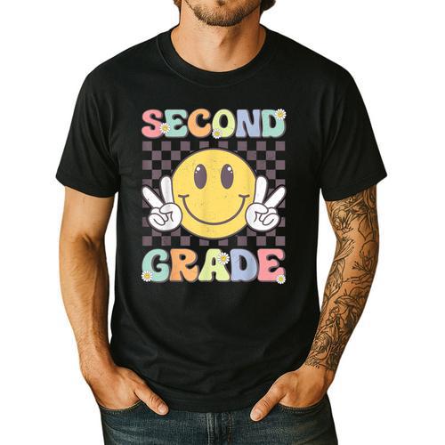 Second Grade Teachers Boys Girls Smile Face 2nd Grade Team Men's Casual T-Shirt - teacherstshirts.com AU