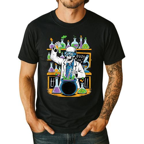 Skeleton Mad Scientist Halloween Costume Science Teacher Men's Casual T-Shirt - teacherstshirts.com UK