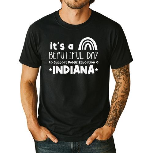 Support Public Education Teacher Red For Ed Indiana Men's Casual T-Shirt - teacherstshirts.com AU