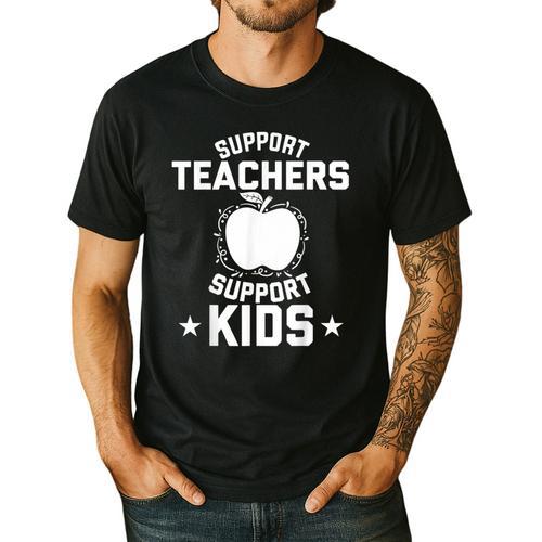 Support Teachers Support Kids Teacher Red For Ed 2019 Men's Casual T-Shirt - teacherstshirts.com