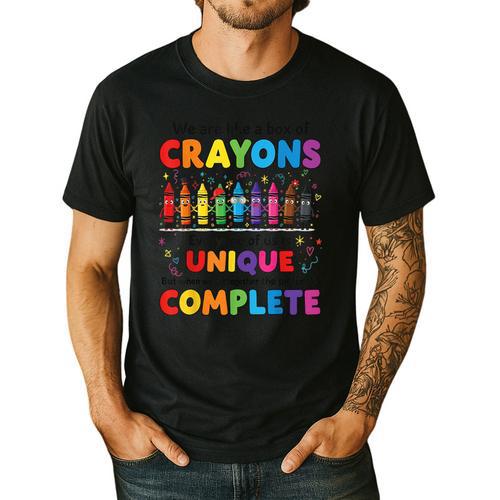 Teacher We Are Like a Box Of Crayons Back To School Men's Casual T-Shirt - teacherstshirts.com DE