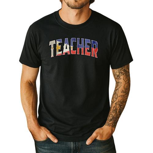 Teacher Filipino Vintage Heritage DNA Flag Men's Casual T-Shirt - teacherstshirts.com CA