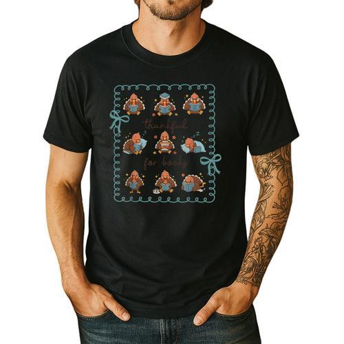 Thankful For Books Turkey Reading Book Lovers Fall Teacher Men's Casual T-Shirt - teacherstshirts.com AU