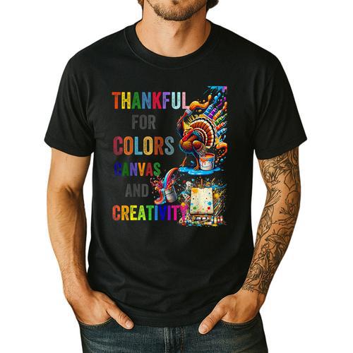Turkey Thanksgiving Art Teacher Costume Tee For Artists Men's Casual T-Shirt - teacherstshirts.com DE