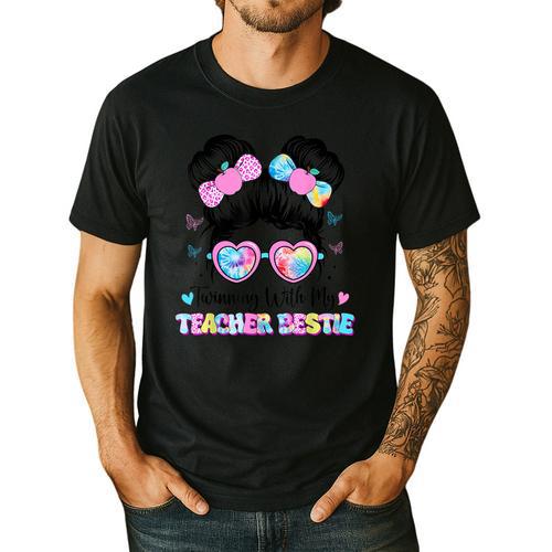 Twinning With My Teacher Bestie Twin Day Friends Teacher Men's Casual T-Shirt - teacherstshirts.com DE