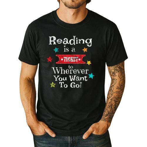 Vintage Teachers And Students Book Reading Adventure Men's Casual T-Shirt - teacherstshirts.com