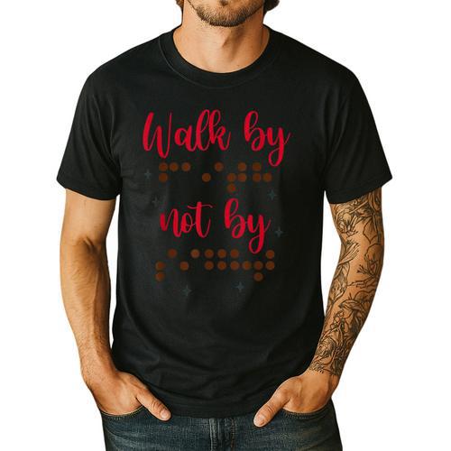 Visually Impaired Teacher Braille Bible Verse Walk By Faith Men's Casual T-Shirt - teacherstshirts.com UK