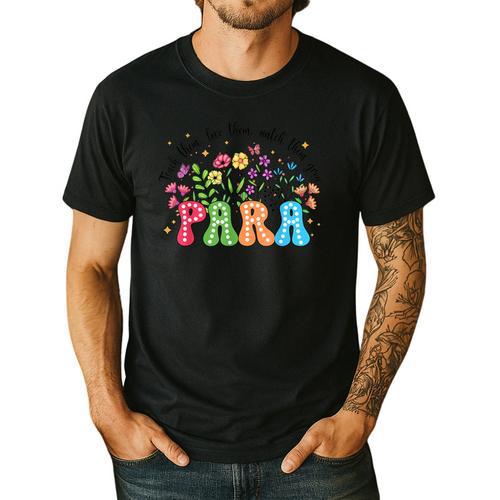 Wildflower Para Floral Paraprofessional Paraeducator Teacher Men's Casual T-Shirt - teacherstshirts.com CA