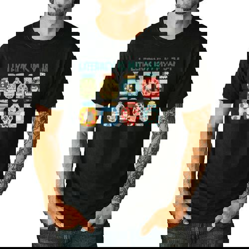 Women Literacy Is My Jam Literacy Teacher Reading Teacher Men&#x27;s Casual T-Shirt - teacherstshirts.com