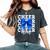Cheer Mom Blue Bow Cheerleader Competition Game Day Women's Oversized Comfort T-Shirt Pepper