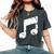 Nota Musical Cuello Camiseta extragrande cómoda para mujer Pepper