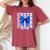Cheer Mom Blue Bow Cheerleader Competition Game Day Women's Oversized Comfort T-Shirt Blue Jean