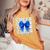 Cheer Mom Blue Bow Cheerleader Competition Game Day Women's Oversized Comfort T-Shirt Yam