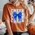 Cheer Mom Blue Bow Cheerleader Competition Game Day Women's Oversized Comfort T-Shirt Crimson