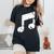 Nota Musical Cuello Camiseta extragrande cómoda para mujer Black