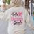 Hello Second Grade First Day Of School Coquette Teacher Girl Women's Sweatshirt Back Print Sand Hello Second Grade First Day Of School Coquette Teacher Girl Women's Sweatshirt Back Print Sand