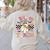 Trick Or Teach Groovy Teacher Halloween Retro Floral Ghost Women's Sweatshirt Back Print Sand