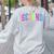 Back To School Neon Checkered Second Grade Colorful Teacher Women's Sweatshirt Back Print Ash