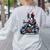 Biker Boston Terrier Dog Riding Motorbike Women's Sweatshirt Back Print Ash