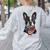 Boston Terrier American Flag Women's Sweatshirt Back Print Ash