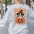 Boston Terrier Costume On Pumpkin Halloween Boston Terrier Women's Sweatshirt Back Print Ash