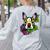 Boston Terrier In Day Of The Dead Sugar Skull Dog Women's Sweatshirt Back Print Ash